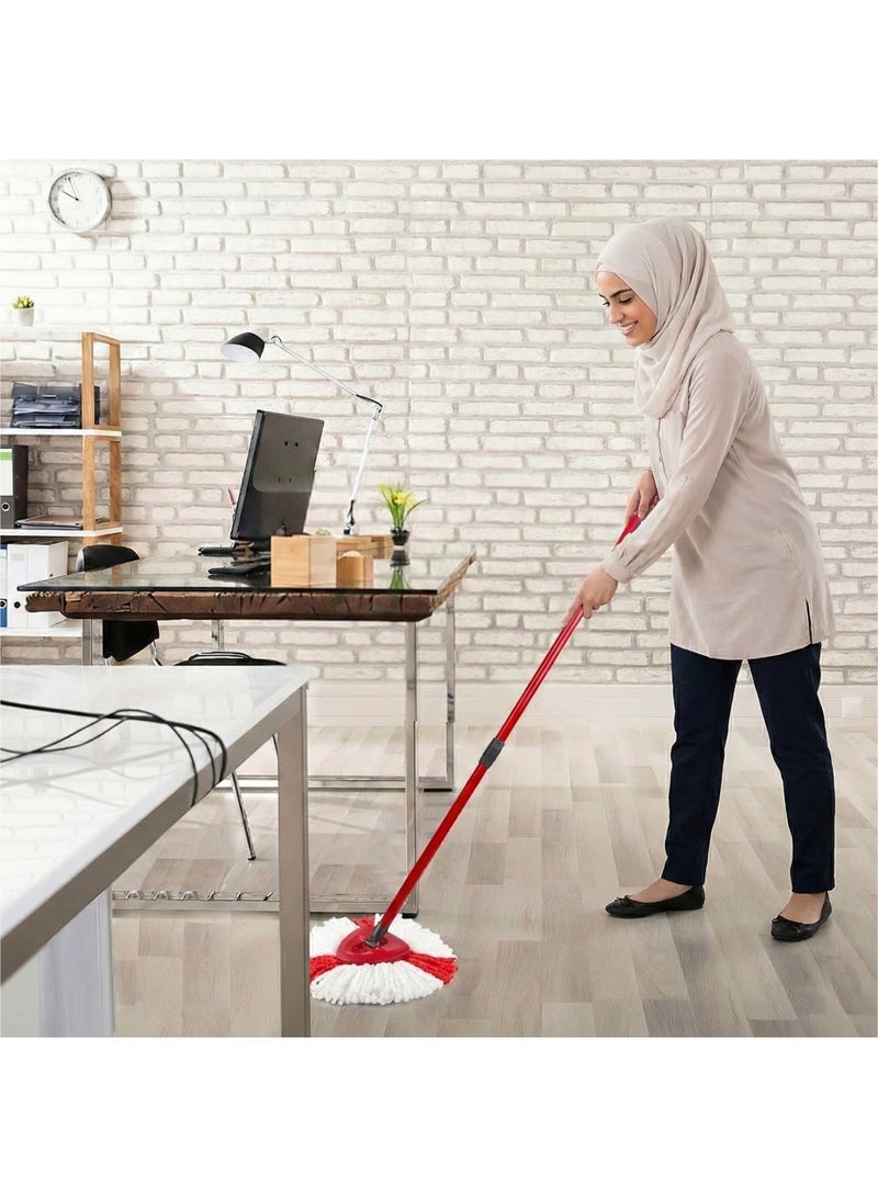 Visio Heavy Duty Spin Mop & Bucket System with Stainless Steel Wringer | Hands-Free Foot Pedal, 360° Triangular Microfiber Head & Adjustable Handle - Black/Red, Model VC-71 - Image 4